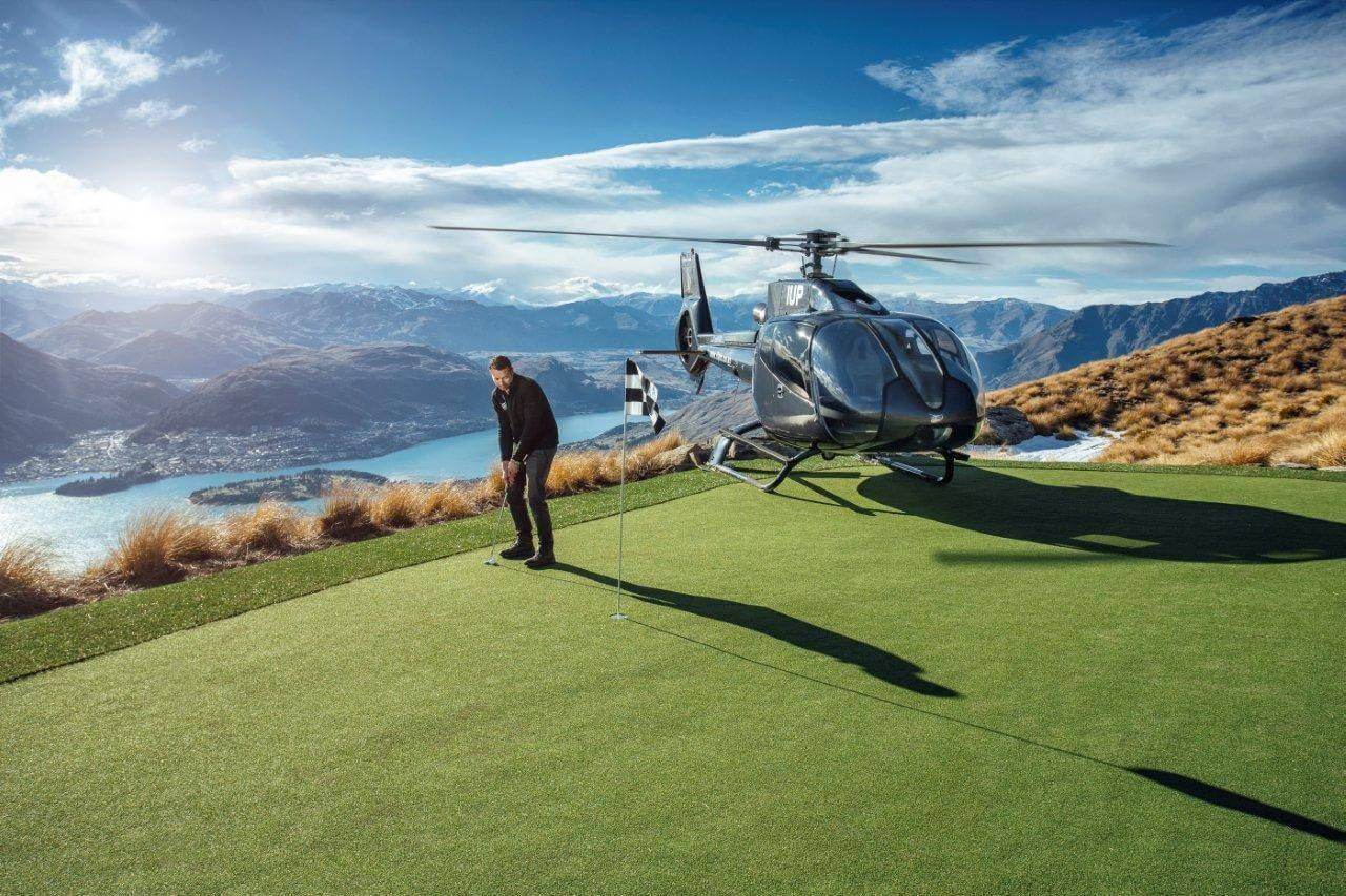 Helicopter Golfing On Hilltop