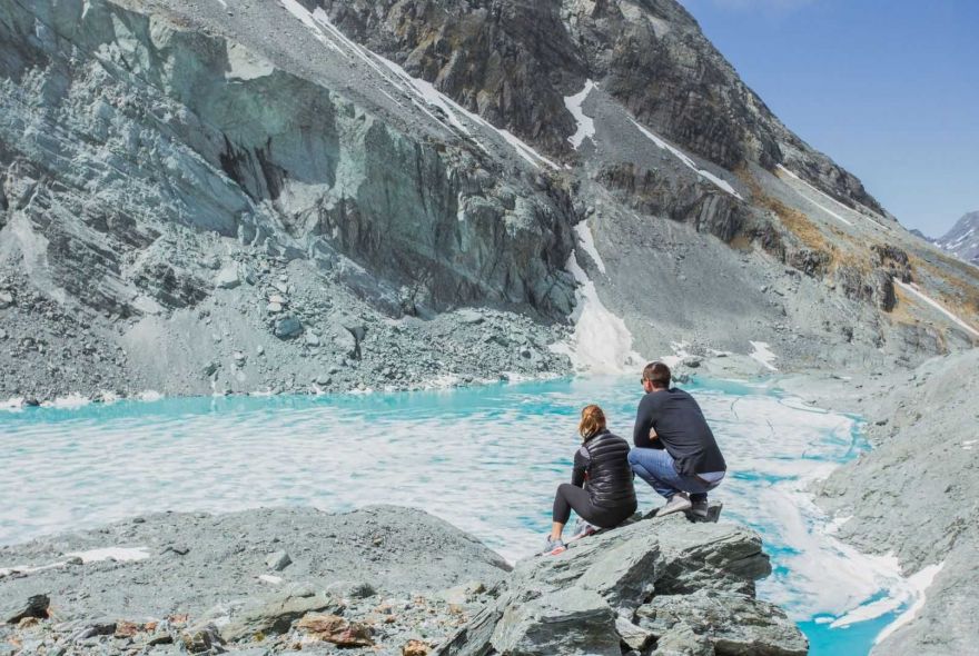 Helicopter Tour Customers Viewing Glaciers