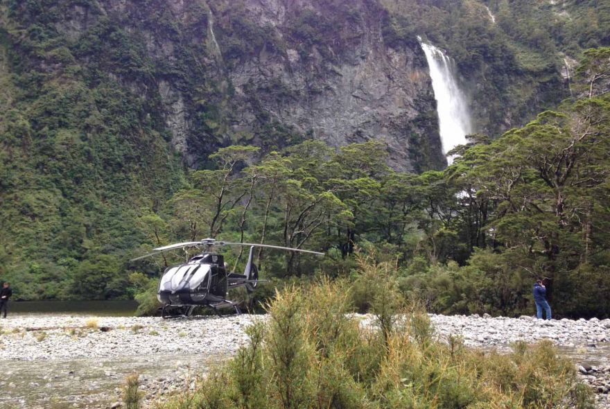 Helicopter Landing in Fiordland Explorer
