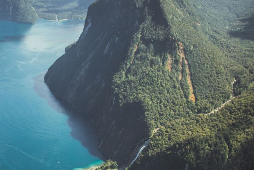 New Zealand Milford Sound From Helicopter Tour View