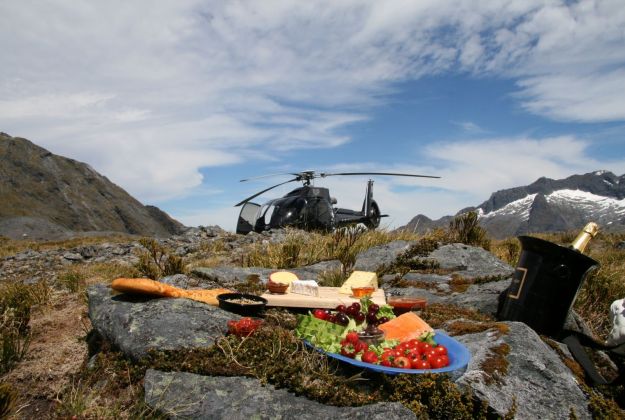 Helicopter Picnic on a Peak